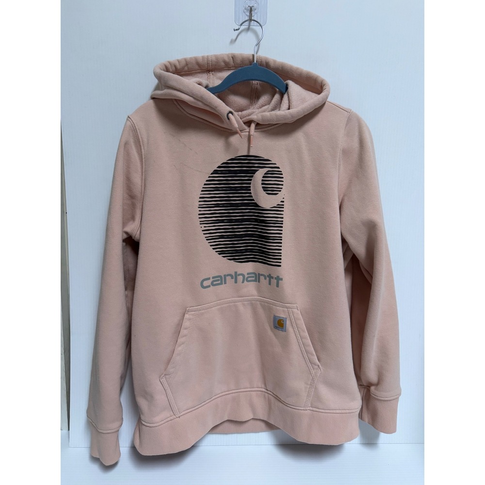 Carhartt Rain Defender Relaxed Fit Graphic Hoodie Peach Pink Large 12-14
